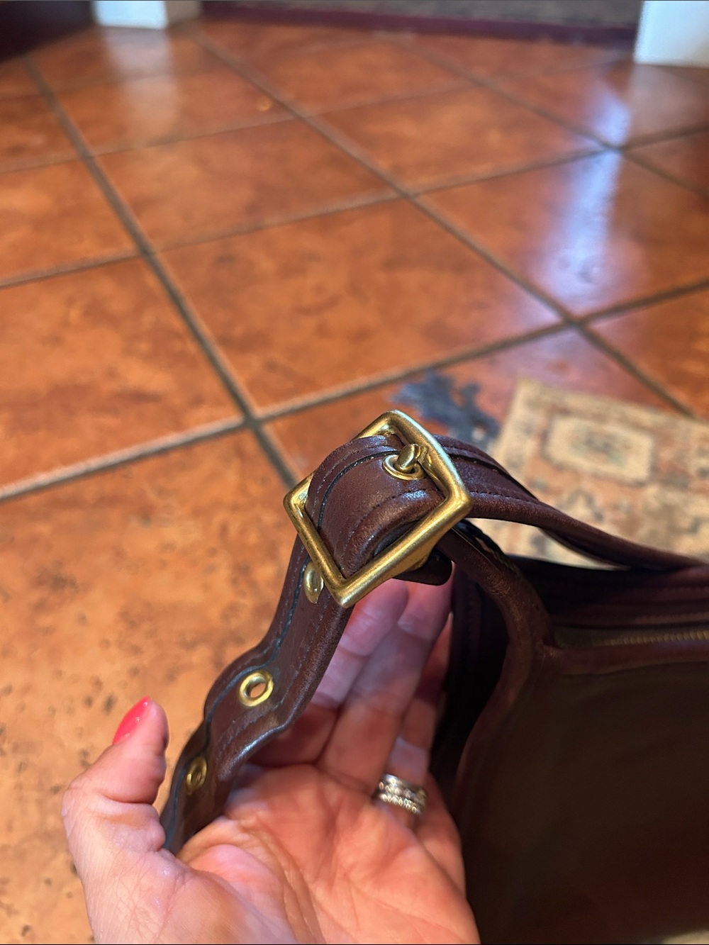 Coach Dark Brown Leather Crossbody with Brass Accents - Picture 3 of 15